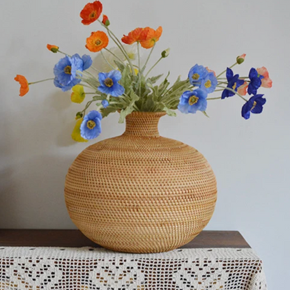 Garduru Rattan Vase | Handgefertigter Blumenkorb | Natürliche Dekoration | Stilvolles Design für Zuhause