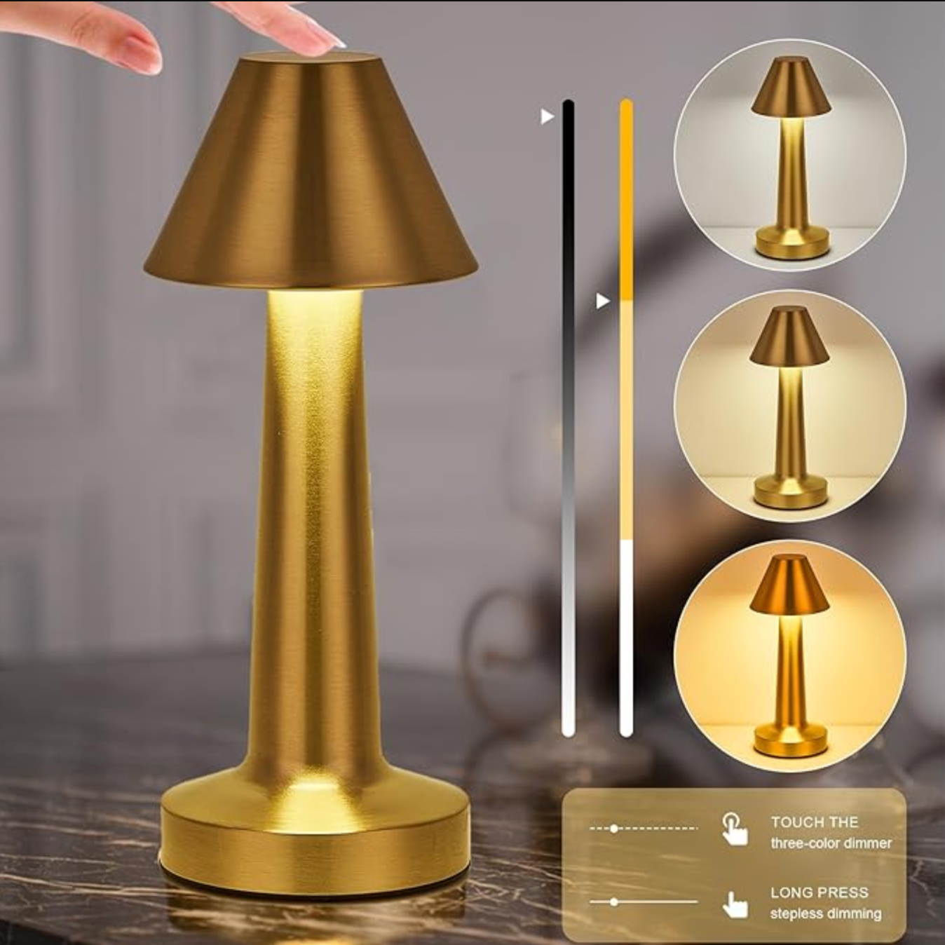 GlowEase – Dimmbare LED Tischlampe mit minimalistischem Design und Touch-Control