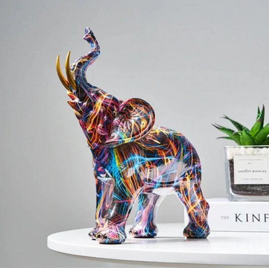 Vibrant Abstract Elephant Figurfigur