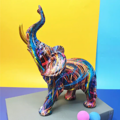 Vibrant Abstract Elephant Figurfigur