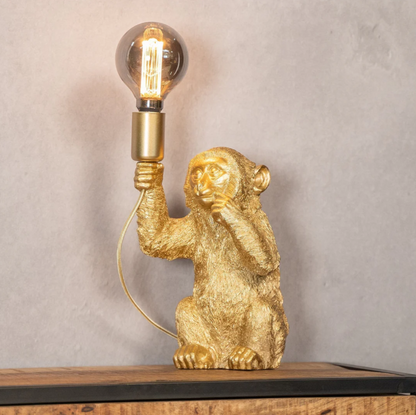 Elegante Goldene Affe Blumentop Lampe