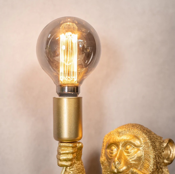 Elegante Goldene Affe Blumentop Lampe