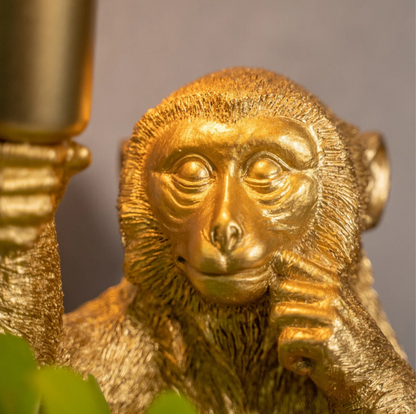 Elegante Goldene Affe Blumentop Lampe
