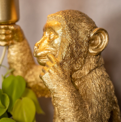 Elegante Goldene Affe Blumentop Lampe