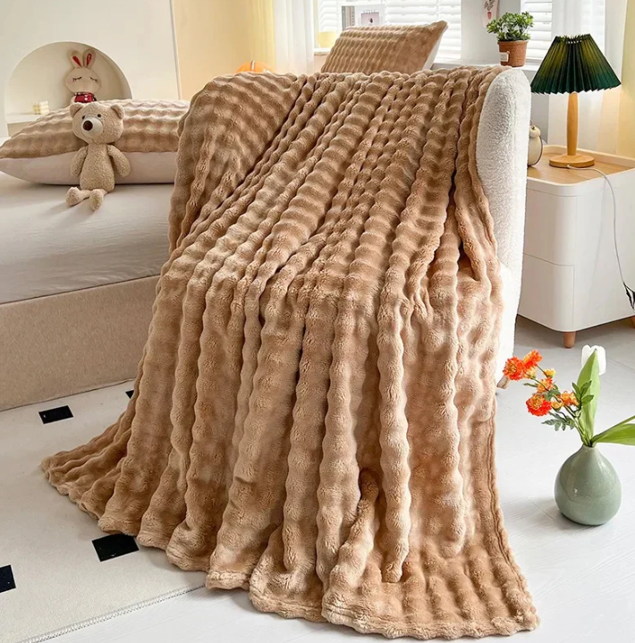 Luxuriöse Fleece-Decke Mit Blasenstruktur