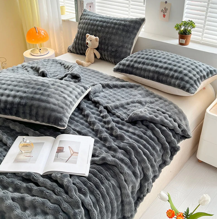 Luxuriöse Fleece-Decke Mit Blasenstruktur