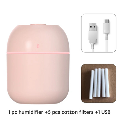 Tragbarer USB-Ultraschall-Luft-Mini-Luftbefeuchter-Diffusor mit LED-Lampe - Auto-Luftreiniger Aroma-Nebel-Maker für Zuhause und Reisen