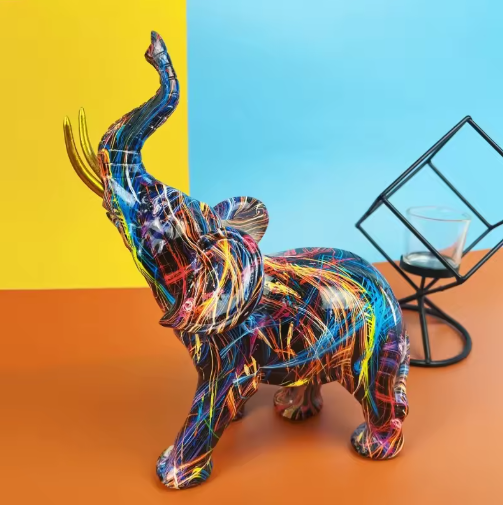 Vibrant Abstract Elephant Figurfigur