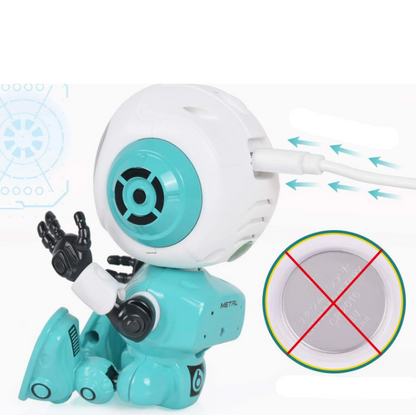 Sprechender Roboter für Kinder – Wiederaufladbar über USB, LED-Augen, Handy und Stifthalter – Spielzeug