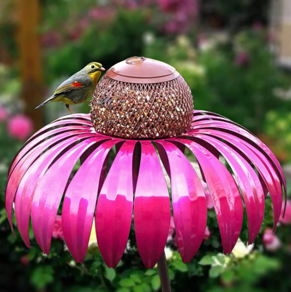 Vogelfutter Station im Blumen-Design