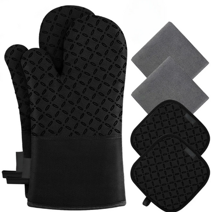 6-teiliges Set Hitzebeständige Ofenhandschuhe und Topflappen