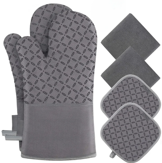 6-teiliges Set Hitzebeständige Ofenhandschuhe und Topflappen