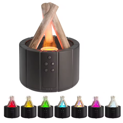 Simulierter Flammenaroma-Diffuser - Lagerfeuer-Luftbefeuchter, 280 ml Ultraschall-Kühlnebel-Erzeuger mit LED-Nachtlicht