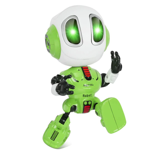 Sprechender Roboter für Kinder – Wiederaufladbar über USB, LED-Augen, Handy und Stifthalter – Spielzeug