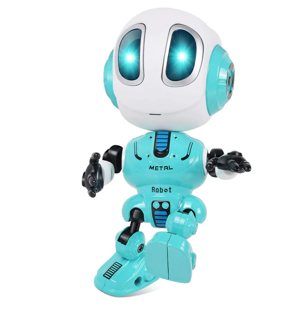 Sprechender Roboter für Kinder – Wiederaufladbar über USB, LED-Augen, Handy und Stifthalter – Spielzeug