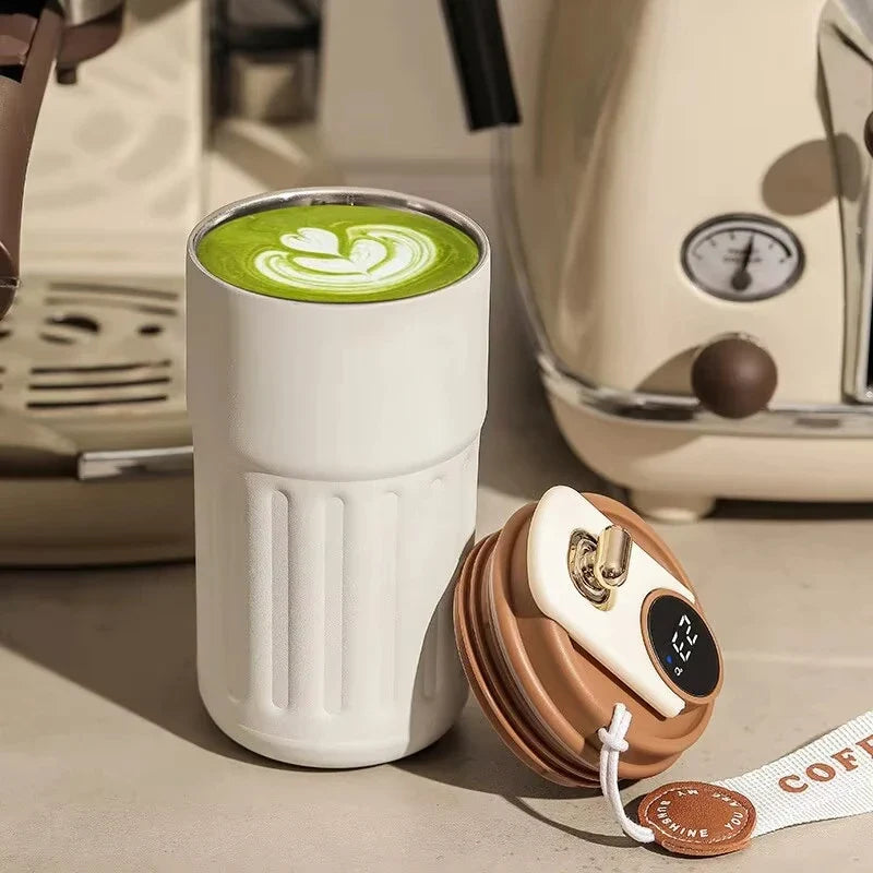450ml Smart Display Thermosflasche - 316 Edelstahl Kaffeebecher, tragbecher für Büro