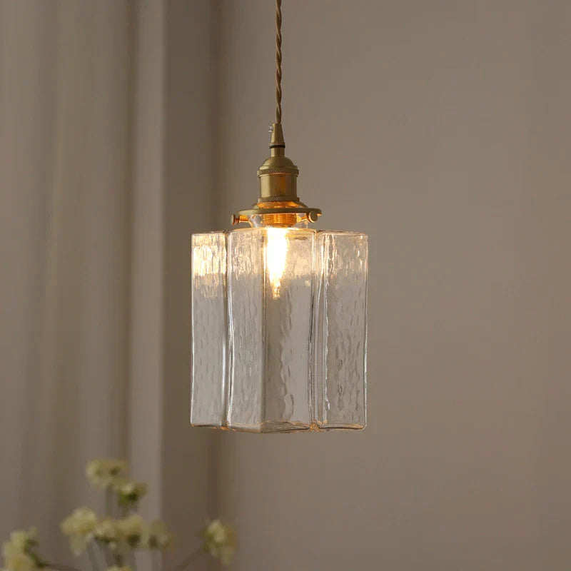 Retro-Moderne Hängeleuchte aus Glas mit goldenem Kabel - Elegante LED-Beleuchtung