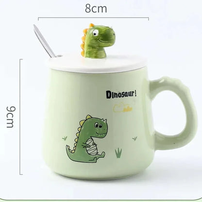 Dinosaur Keramiktasse mit Deckel und Löffel