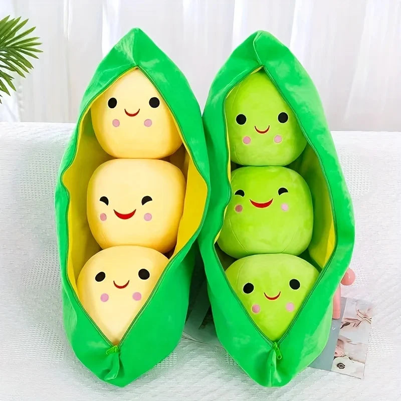 Royelux Plüsch Erbse Pod Spielzeug - Niedliches Gefülltes Erbsen Kissen für Kinder & Geschenke