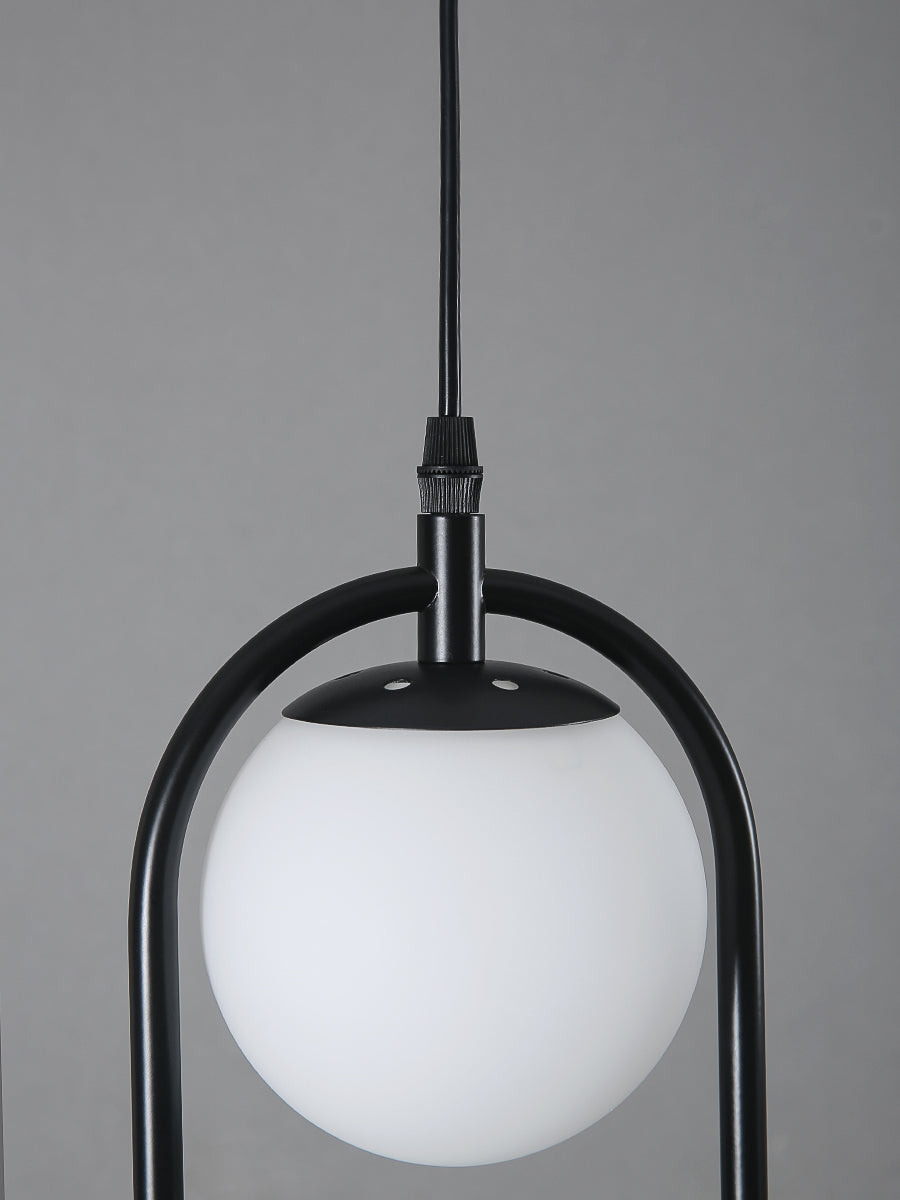 Hängende Garten Pflanzgefäß Hängeleuchte – Schwarzes Metall – Mit Frosted Glass & Künstlichen Pflanzen