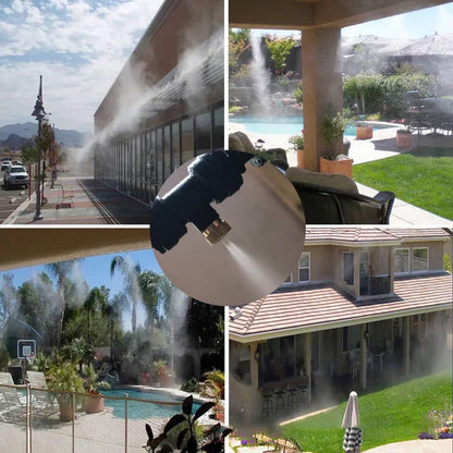 Sprühbewässerungssystem – Wasserschlauch mit Sprühdüsen für kühlende Erfrischung im Garten