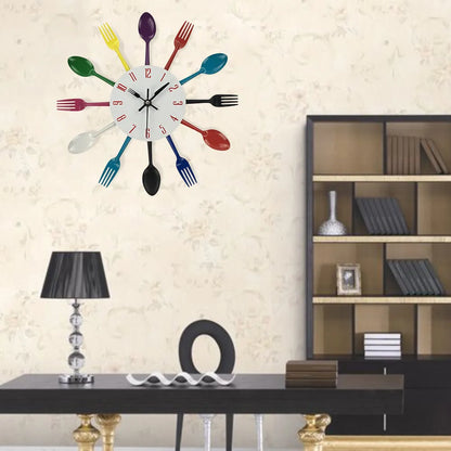 Mehrfarbiges Besteck Wanduhren Design