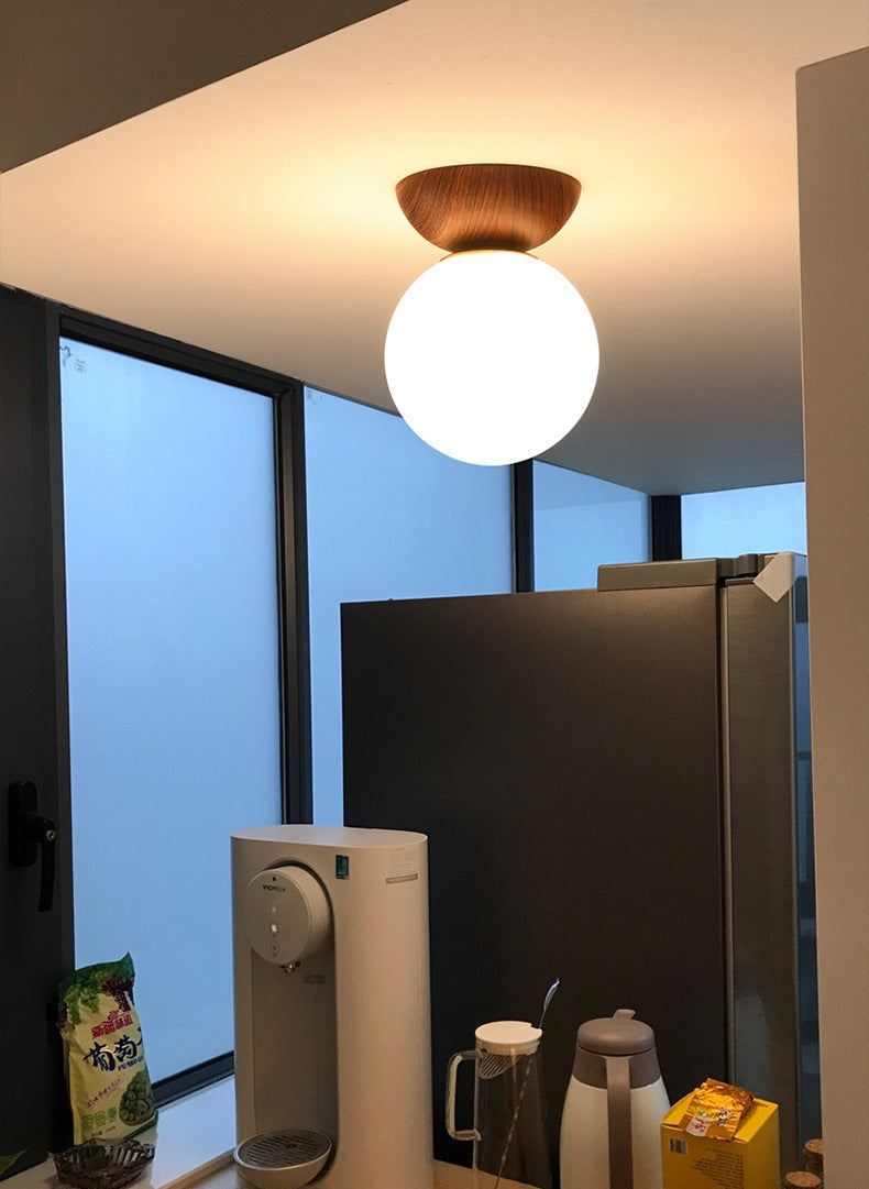 Hängeleuchte – Elegantes Design mit Eisen und Glas – Vintage-Holz-Optik