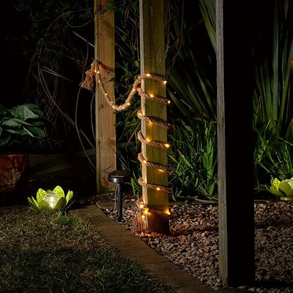 Garduru | Solarbetriebenes Hanfseillicht | Nachhaltige Dekobeleuchtung für Garten & Terrasse