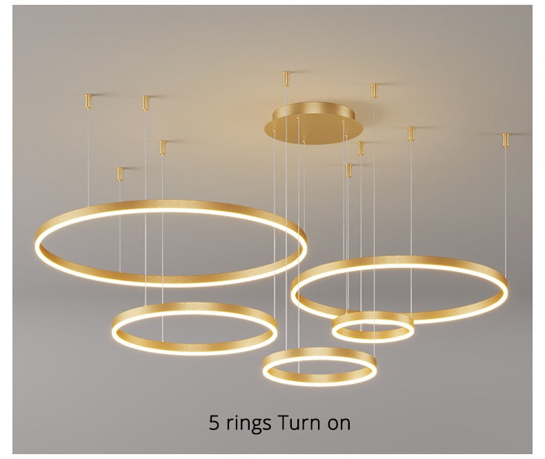 Moderne Beleuchtung 2 bis 5 LED Kreis Ringe Decke Kronleuchter Wohnzimmer Home Decor