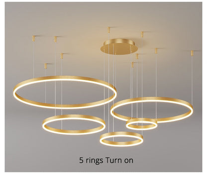 Moderne Beleuchtung 2 bis 5 LED Kreis Ringe Decke Kronleuchter Wohnzimmer Home Decor