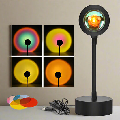 Sonnenuntergang Lampe mit Fernbedienung – 16 Farben & 360° Rotation für ästhetische Stimmungsbeleuchtung