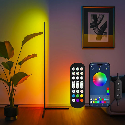 Smart RGB LED Eckenstehlampe - Modernes Stimmungslicht für Schlafzimmer und Wohnräume