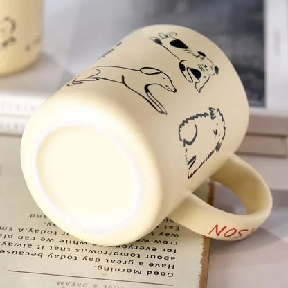 Große kreative keramische Kaffeetasse mit Katzen- und Hundedesign