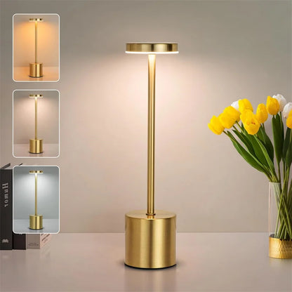 Klassische wiederaufladbare Touch-Tischlampe – stufenlose Dimmung & 3 Farbmodi