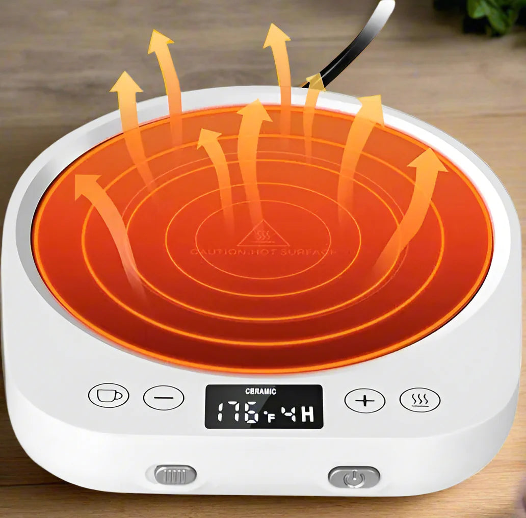 Royaleva Kaffeetassenwärmer Platte – Elektrische heiße Platte mit Timer & einstellbarer Wärme, 36W