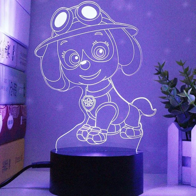 Paw Patrol Nachtlicht für Kinder - 3D Cartoon Schlafzimmer Dekorlampe