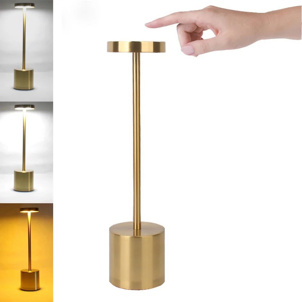 Klassische wiederaufladbare Touch-Tischlampe – stufenlose Dimmung & 3 Farbmodi