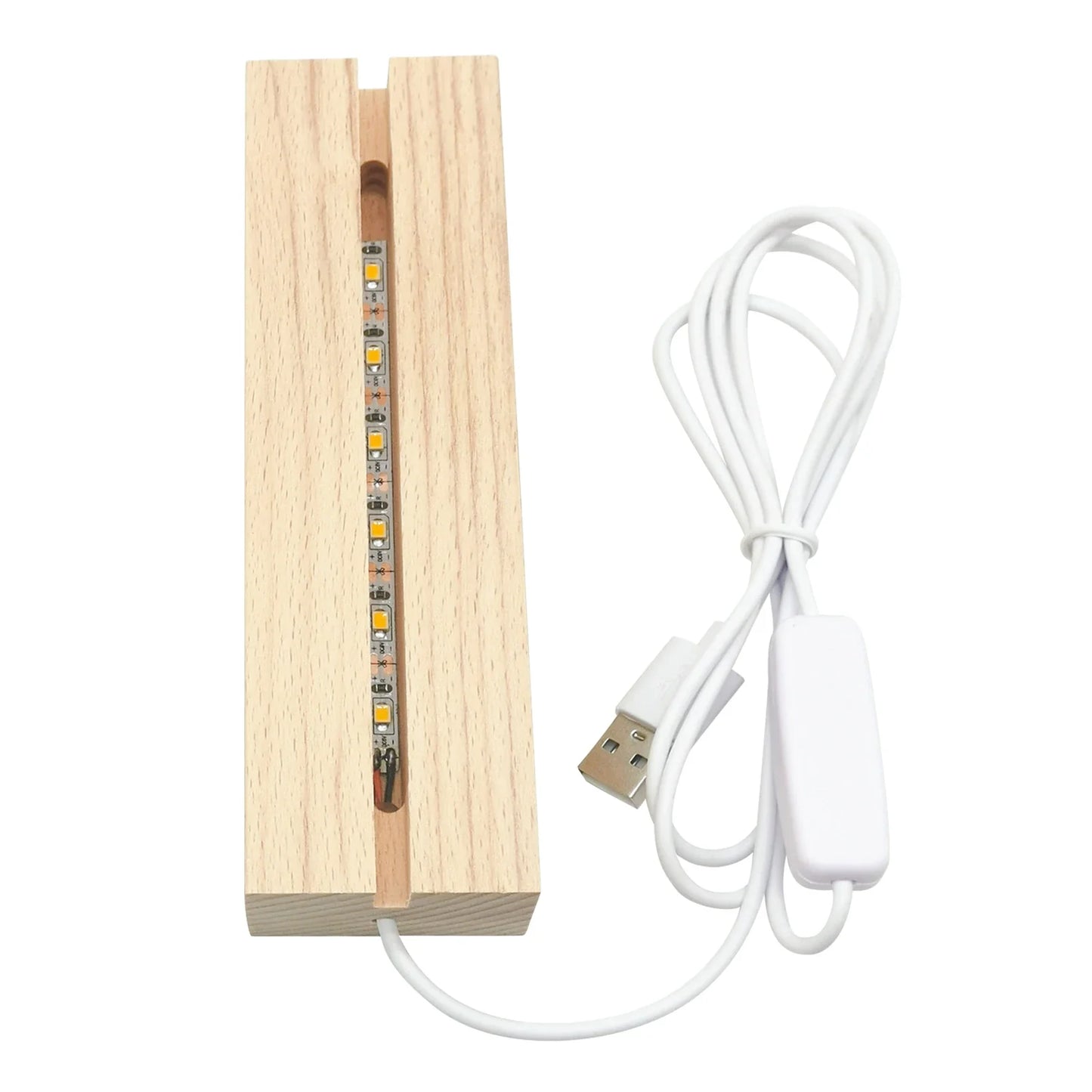 LED Holzlichtanzeige Basis – USB Holzständer für Kristall- und Harzkunst