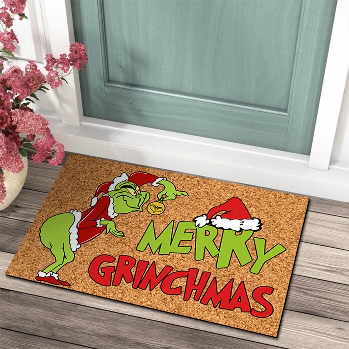 Weihnachtliche Türmatte mit Grinch-Design – Fröhlicher Empfang für die Feiertage