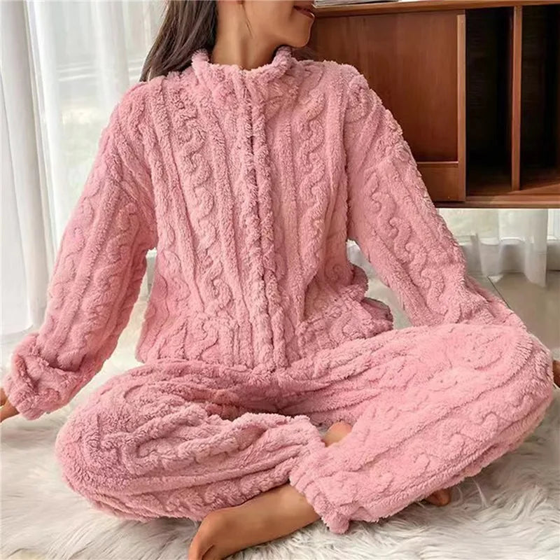 Strickpullover Plüsch Pyjama Set