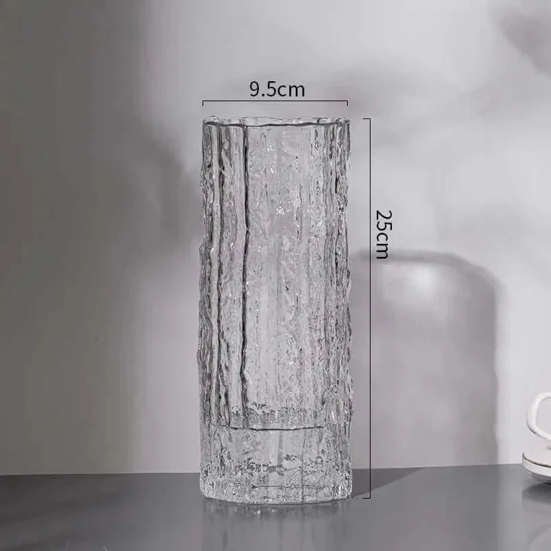 Zeitgenössische Fluted Transparente Glas Blumenvase