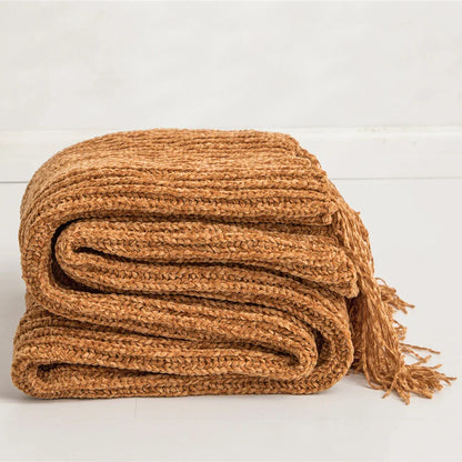 Garduru - Weiche Chenille-Strickdecke für Bett und Sofa