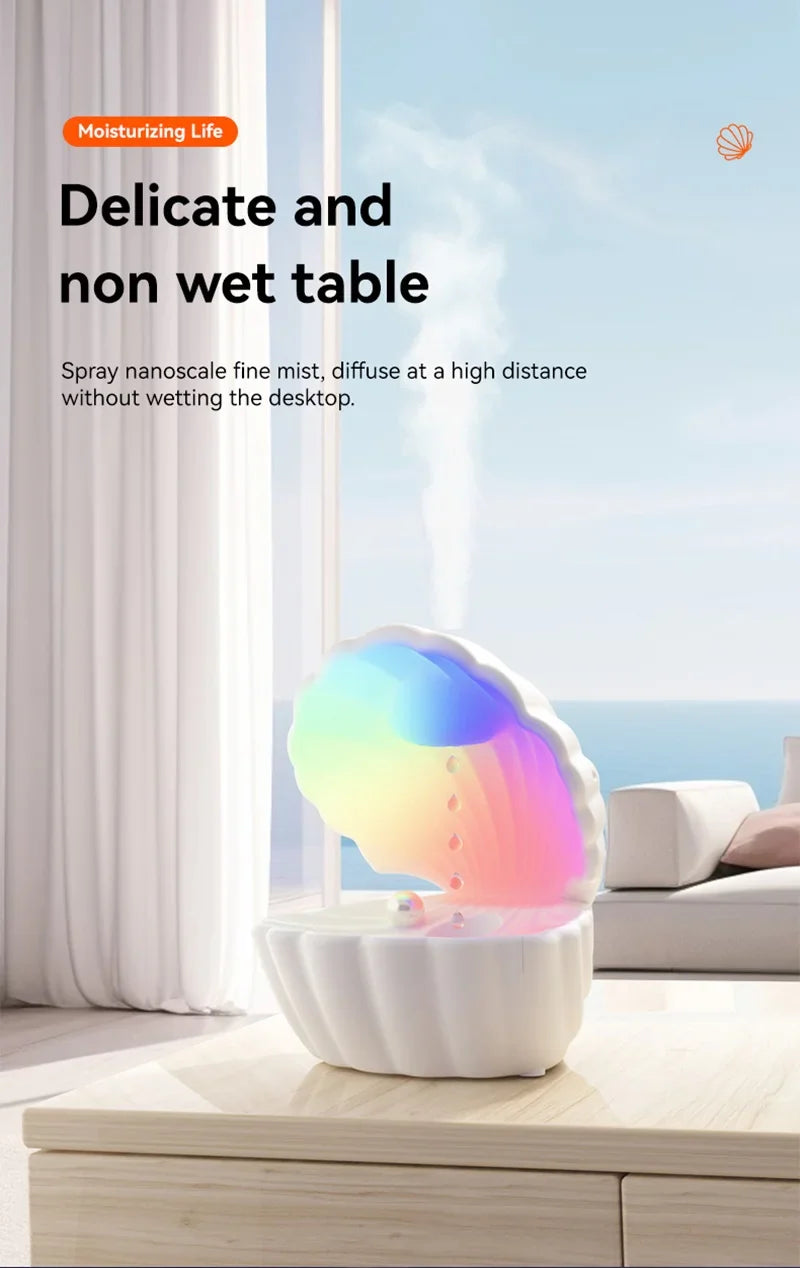 Shell Schlafhilfe Bluetooth Lautsprecher – RGB Nachtlicht mit Luftbefeuchter & Anti-Schwerkraft-Design