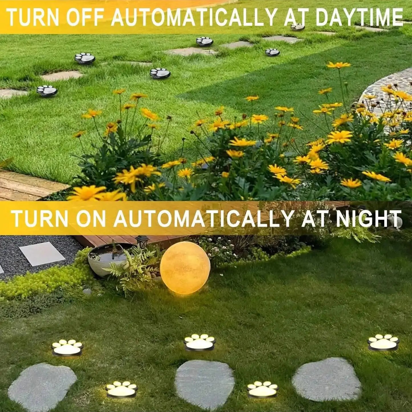 Solarlampe im Pfotenabdruck Design – LED Gartenbeleuchtung in Multicolor für Außenbereich