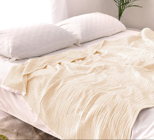 Sechs-Lagen Musselin Decke Gelb 150x200 cm – Atmungsaktiv & Vielseitig – Aus 100% Baumwolle