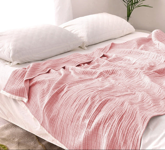 Sechs-Lagen Musselin Decke Rosa 150x200 cm – Atmungsaktiv & Vielseitig – 100% Baumwolle