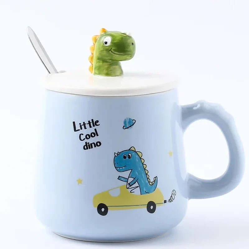 Dinosaur Keramiktasse mit Deckel und Löffel