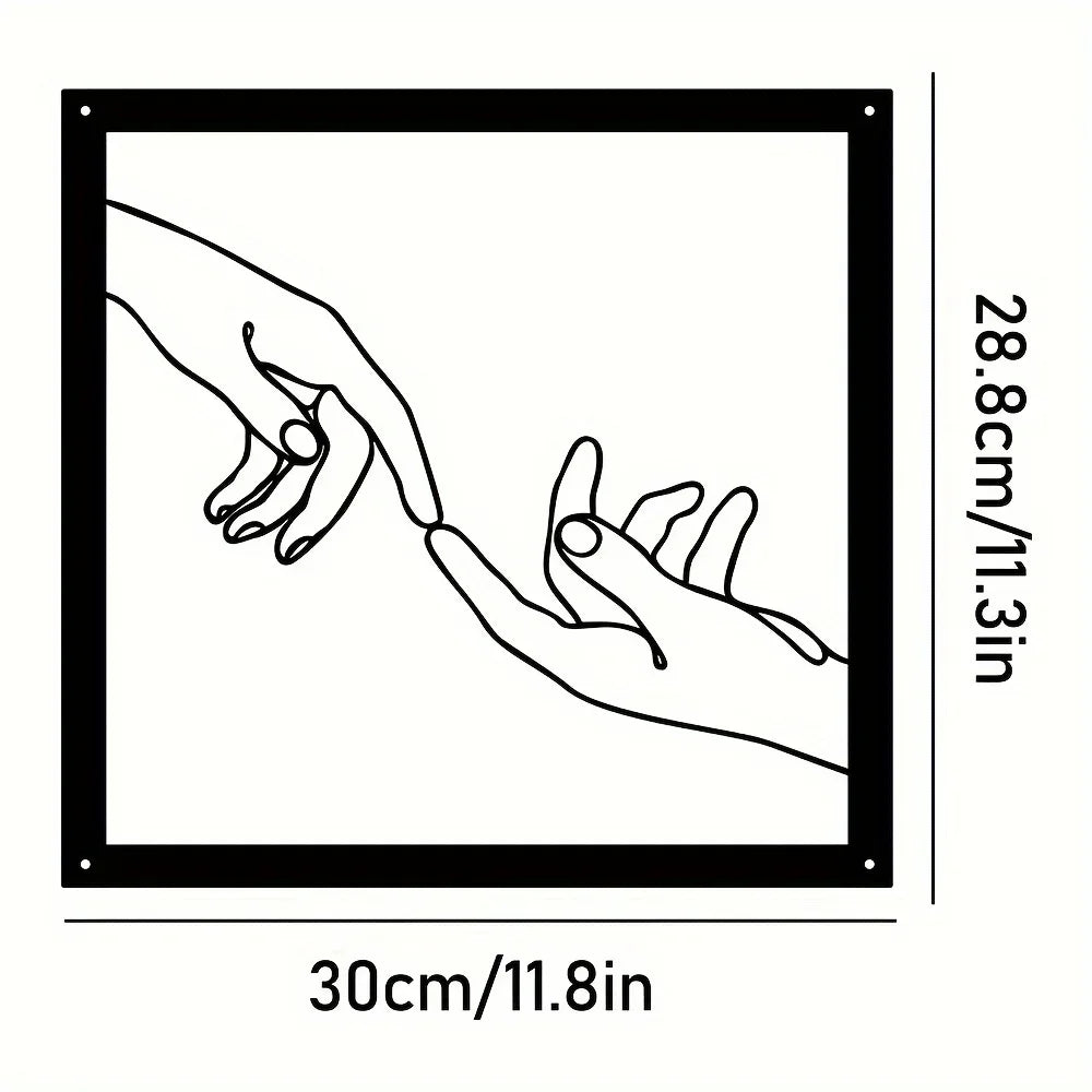 Verbundene Hände Metall-Wanddekoration – Minimalistisch und Verbindend