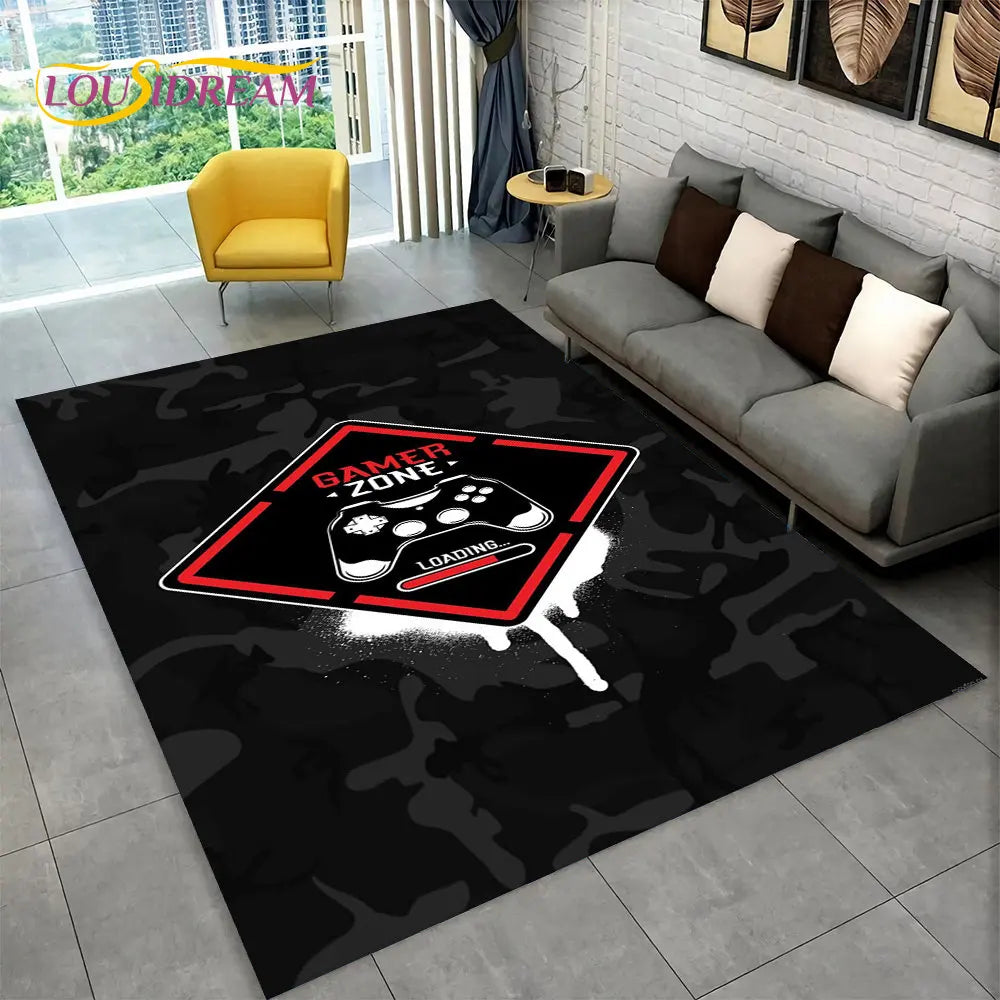 3D Cartoon Gamer Teppich - Ultra-weicher, mehrfarbiger Teppich mit rutschfester Unterseite für Kinder und Gaming-Bereiche 120x160 cm
