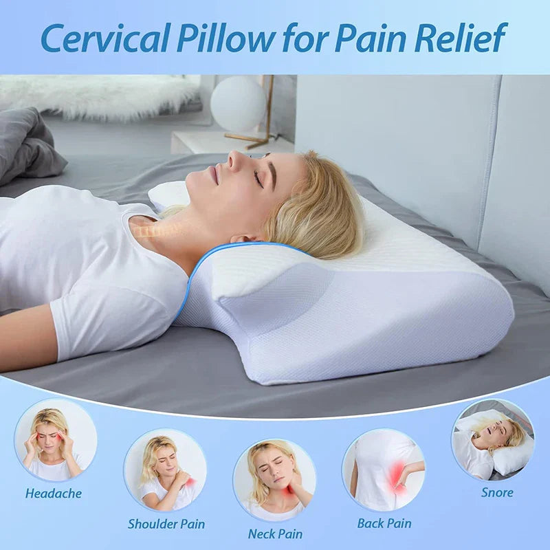 Memory Foam Nackenstützkissen – 2-in-1 Ergonomische Nackenstütze